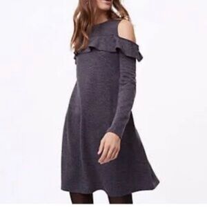 LOFT Charcoal Cold Shoulder Dress